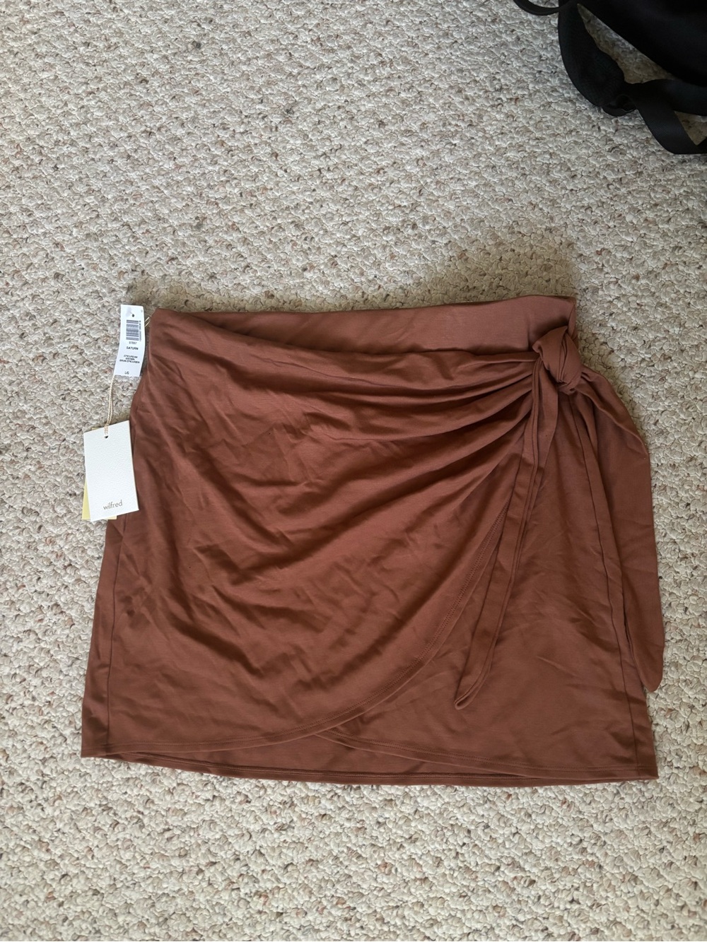 Aritzia Wilfred Rust Brown Tie-Side Mini wrap Skirt NWT size L